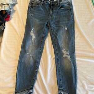 Distressed Blue Women's Jeans - Casual Slim Fit